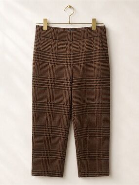 Universal Standard Signature Smart Ponte Pants Brown Plaid S 14/16